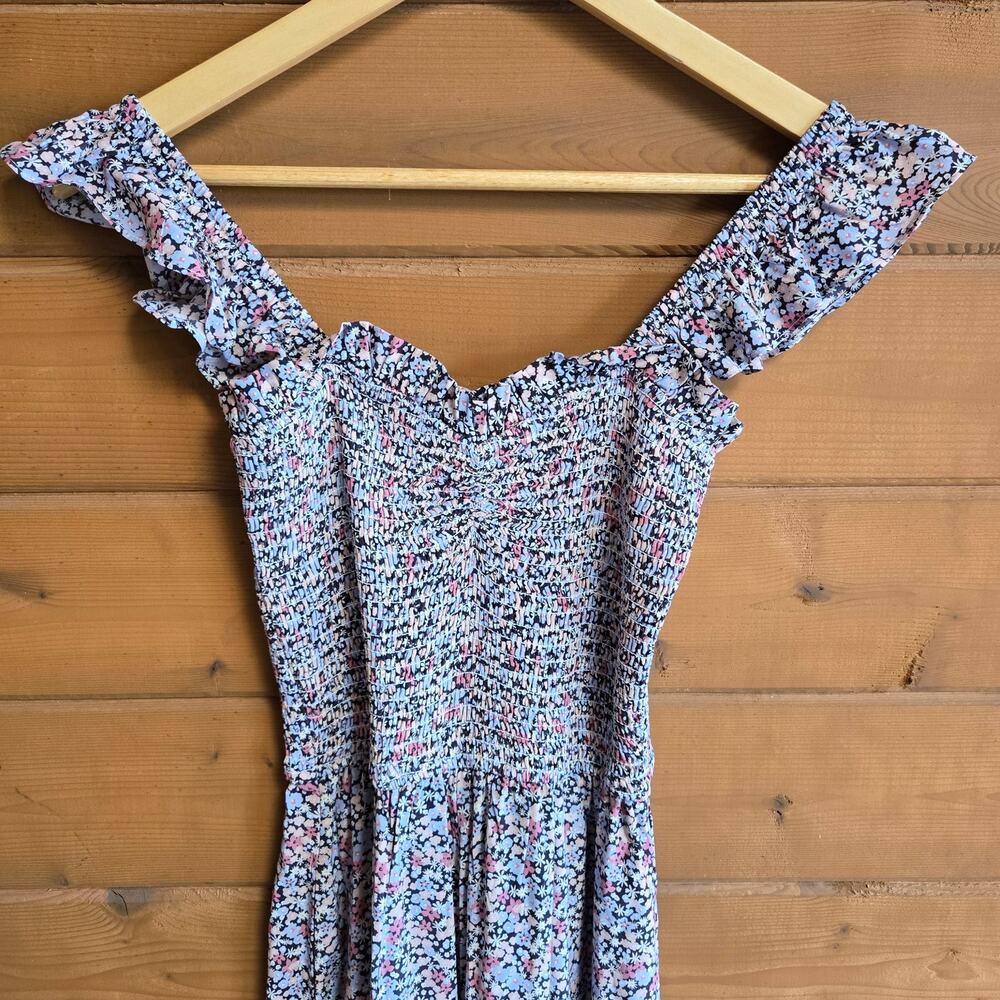 Anthropologie Yumi Kim Leanne Jumpsuit Ambrose Peach Floral Small Boho Ruffle - Picture 3 of 8